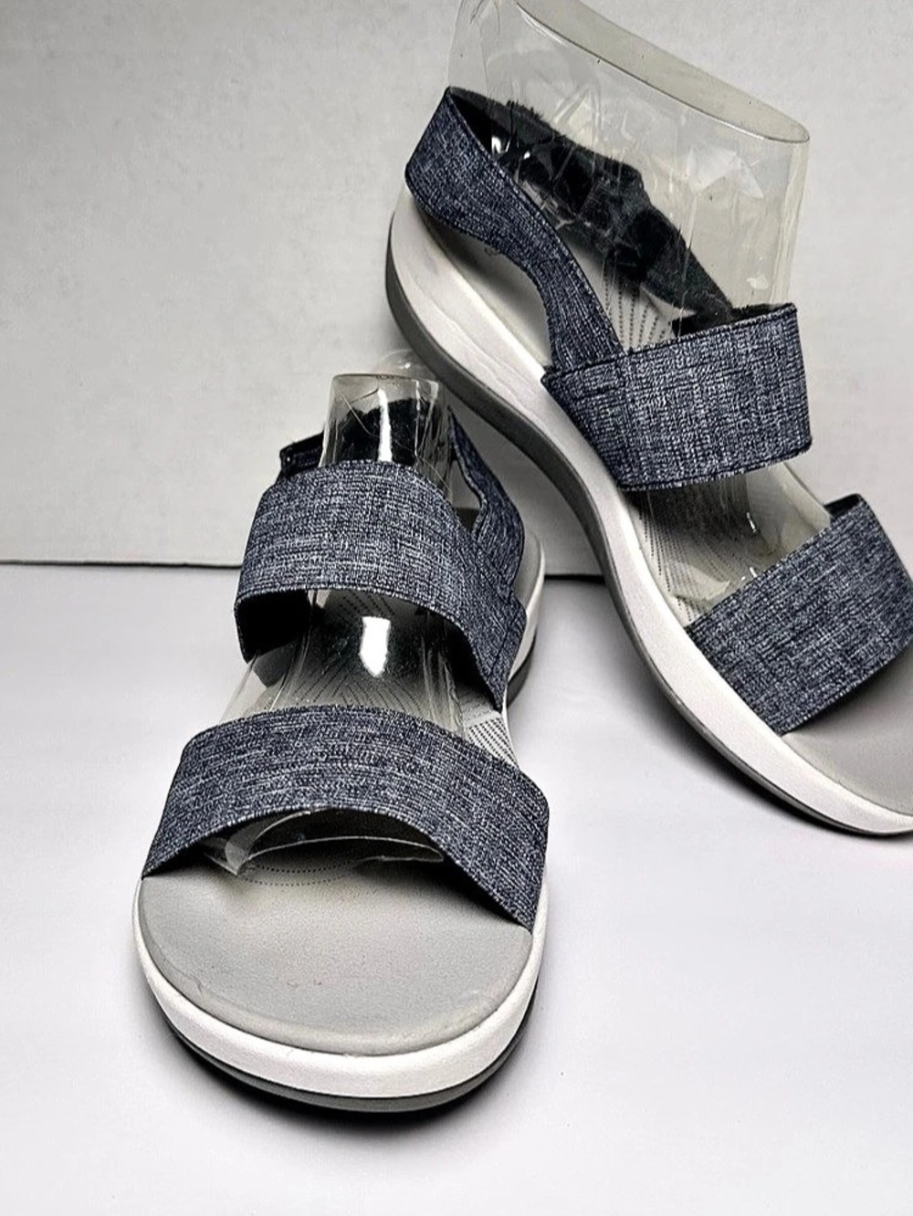 Clark’s Cloudsteppers Arla Jacory Sandals Womens 9 W Navy Slingback Adjustable